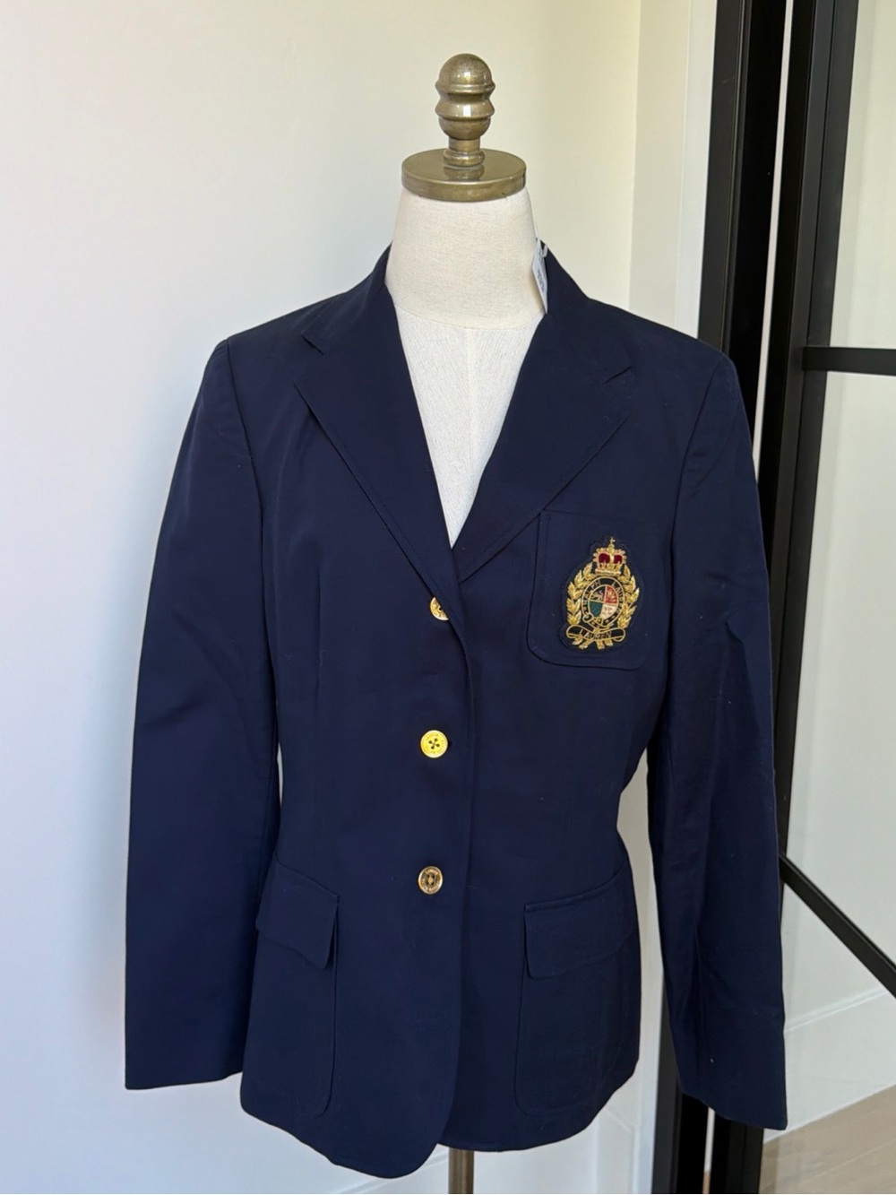NWT Vintage Ralph Lauren Navy Blazer with Embroidered Crest